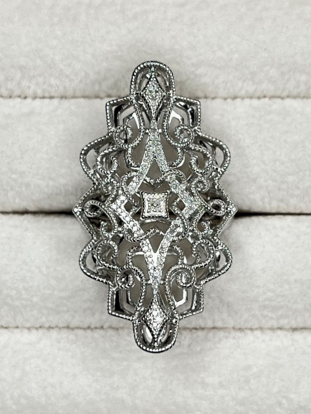 R097 | Natural Diamond Ornate Statement Ring